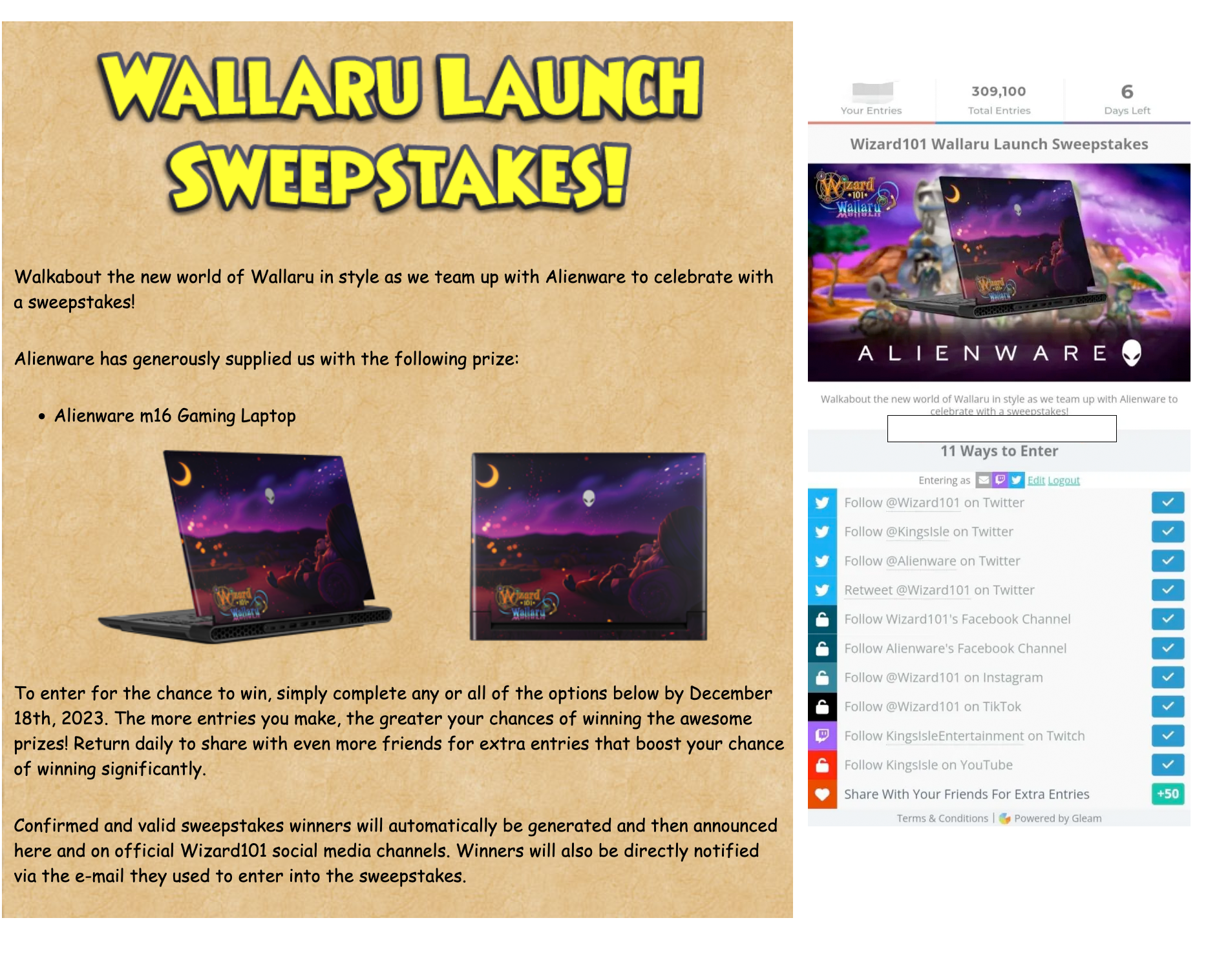 Alienware Sweepstakes